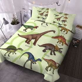 Dinosaur Kids Duvet Cover Set,3 Piece Cute Printed Microfiber Comforter Cover with Pillow Sham Zipper Closure, Comforter Not Included