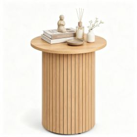 Minimalist Round Pedestal Side Table, Space-Saving Stable Nightstand with Rounded Edges & Anti-Slip Pads