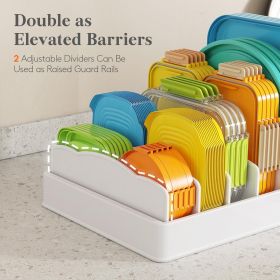 Kitchen Cabinet Organizer for Food Contanier Lid, Expandable Lids Holder with 8 Adjustable Dividers & 9 Sections for Pantry Organizers and Storag