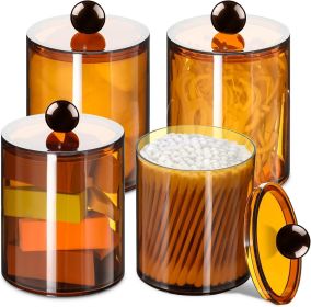 4 Pack Qtip Holder,Canister Apothecary Jar Set, Bathroom Jars with Lids Set for Cotton Swabs, Balls, Pads, Floss Picks