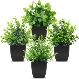 4 Pack Black Bathroom Decor Fake Plants Artificial Greenery Potted Plants for Decor Indoor Office Table Room Farmhouse Decor
