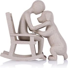Man and Dog Figurine, Dog Memorial Gifts for Loss of Dog, Dog Sculpture Home Decor, Decorative Figurines for Shelves, Bookshelf, TV Stand