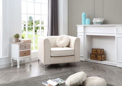 Contemporary Ivory Sloped Armchair