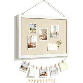 Double-Sided Bulletin Board With Linen, 16 X 12 Inch Cork Board, Reversible Memo Display Board For Home, Office & School (Option: White)