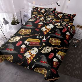 Magic Printed Duvet Cover Set - Vintage Wizard Hat Microfiber Bedding, Perfect for Bedroom Decor (size: QUEEN)