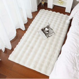 1pc Soft Plush Shaggy Area Rugs, Fluffy Bubble Velvet Floor Carpet For Bedroom Living Room, Bedside Rugs, Non-Slip Washable Carpet, (Color: Beige Color, size: 47.24*70.87inch)