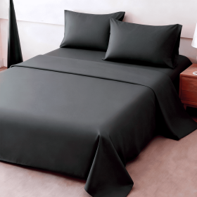4pcs Ultra Soft 85g Sheet & Pillowcase Set, Sanded Sanded, Soft Wear-Resistant, Solid, Machine Washable, All-Season, Christmas Comforter Set, Twi (Color: Grey, size: full(53.94''*74.8''))