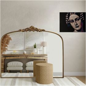 Ornate Baroque Vintage Gold Mirror - 19"X27" Arched Antique Brass Mirror with Full Metal Frame - Perfect for Entryway, Fireplace, Living Room, Ha (size: 30*36in)