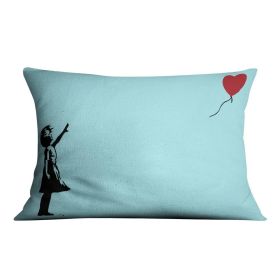 Banksy Balloon Heart Girl Light Blue Cushion (Insert: With Insert, size: 14" X 14")